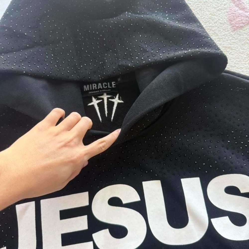 Black Bedazzled "Jesus Is The Light Of The World" Hoodie - Picture 8 of 8